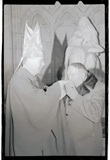 Stanislaw Walesa Kisses the Ring of Cardinal Terence Cooke