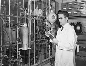 Stanley Miller Working in Laboratory