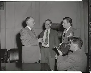 Stanley Tretick Taking Photo of Robert Taft and Reporters