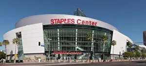 Prints of UNITED STATES - JANUARY 24: The Staples Center sports arena, home of the Los Angeles Lakers and Clippers professional basketball teams and the Los Angeles Kings pro hockey team Courtside Vibes: Stunning Basketball Prints: The Staples Center sports arena