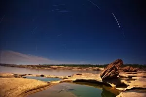 Images Dated 4th December 2011: Star trail over Samphanbok Rocks, Ubon Rachathani