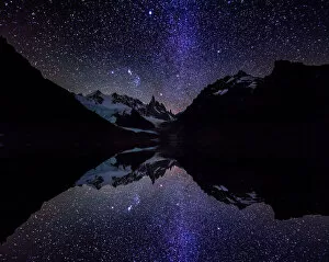 Patagonia Collection: Starry night over Cerro Torre. Patagonia, Argentina