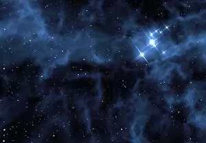 Images Dated 2nd August 2011: Starry sky with distant galaxy, 3D illustration