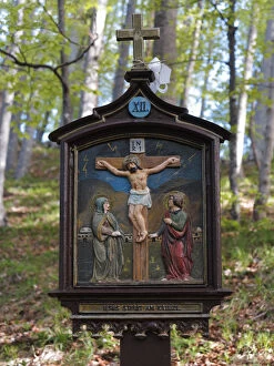 Images Dated 10th May 2012: Station on a way of the cross on Riederstein mountain, station XII, Jesus dies on the cross
