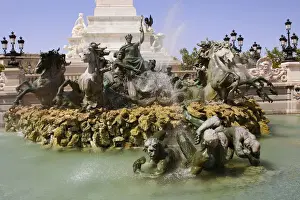 Fountain Prints: Statue at a fountain, Fontaine Des Quinconces