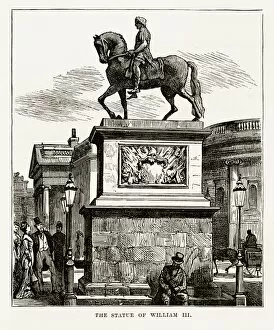 Images Dated 14th February 2018: Statue, King William III, Dublin, Ireland Victorian Engraving, Circa 1840