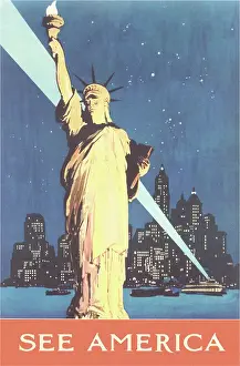 Skyscrapers Prints: Statue of Liberty