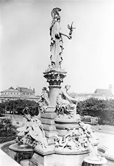 Cities Prints: Statue of Pallas Athene in front of Parliament in Vienna
