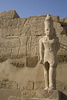 Pharaoh Prints: Statue of Pharaoh in Peristyle Court, Karnak Temple Complex