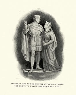 Prince Albert (1819-1861), The Royal Consort Gallery: Statue of Prince Albert and Queen Victoria in Medieval costume