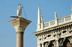 Ages Prints: Statue of Saint Teodoro of Amasea San Marco square, Venice, Italy