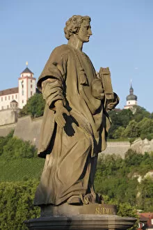 Images Dated 11th July 2011: Statue of Saint Totnan, Alte Mainbruecke bridge, Wuerzburg, Lower Franconia, Franconia, Bavaria