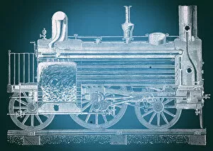 Images Dated 3rd June 2018: Steam locomotive cross section blueprint
