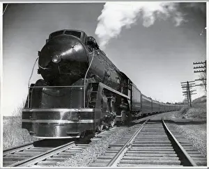Passenger Car Prints: Steam Locomotive Pulling Train