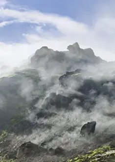 Volcanism Prints: Steam rising from a lava field at the foot of Brennisteinsalda Volcano