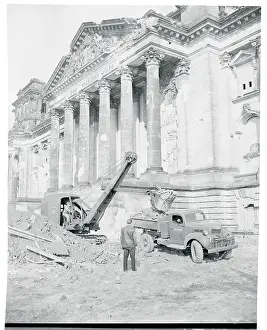 Steam Shovel Clearing Rubble