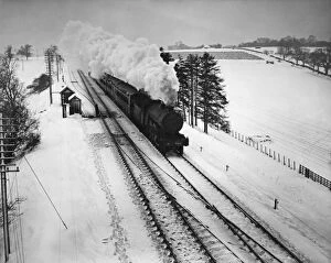 Steam Train In Snow