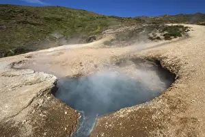 Geothermal Prints: Steaming thermal spring, thermal area Reykjadalur near Hveragerdi, South Iceland, Iceland