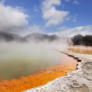Images Dated 18th October 2013: Steaming water at the Champagne Pool, Waiotapu Thermal Reserve, Waikato, North Island, New Zealand