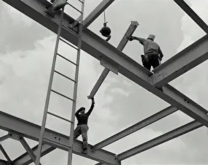 Crane Prints: Steel construction on marine unloader at grain elevator in the Port of New Orleans Louisiana