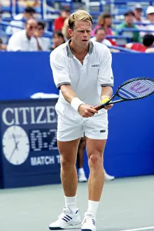 Prints of NEW YORK - CIRCA 1998: Stefan Edberg plays tennis at the US Open circa 1998 in New York City. (Photo by PL Gould/Images/Getty Images) The Grand Slam Gallery: Stefan Edberg