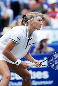 Prints of NEW YORK - CIRCA 1996: Steffi Graf plays tennis at the US Open circa 1996 in New York City. (Photo by PL Gould/Images/Getty Images) The Grand Slam Gallery: Steffi Graf