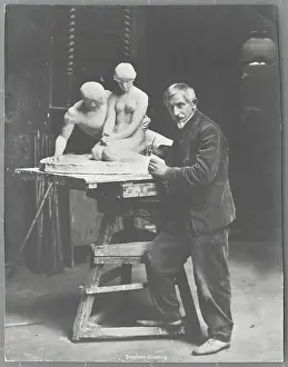 Stephan Sinding Working on Sculpture