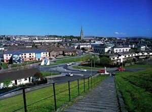 Images Dated 12th April 2016: Steps to the Bogside & St Eugenes Cathedral, Derry City, Ireland