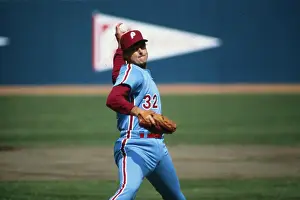 Steve Carlton After Pitching Baseball