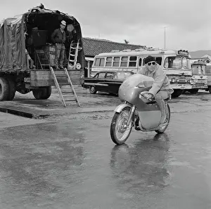 Steve McQueen Riding his Motorcycle