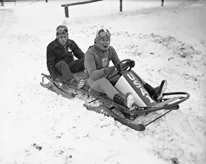 Stevens Brothers Sitting in Bob Sled at Winter Olympics