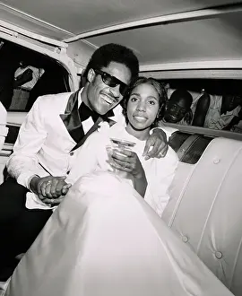 Limousine Prints: Stevie Wonder and His Bride in Limousine