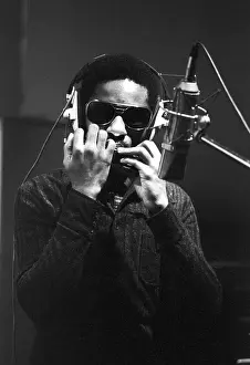 Prints of Musician Stevie Wonder recording harmonica in the studio for the album Talking Book on July 22, 1972. (Photo by Michael Ochs Archives/Getty Images) Visions of Wonder: Iconic Moments Captured: Stevie Wonder Recording Talking Book