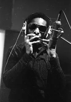 Prints of Musician Stevie Wonder recording harmonica in the studio for the album Talking Book on July 22, 1972. (Photo by Michael Ochs Archives/Getty Images) Visions of Wonder: Iconic Moments Captured: Stevie Wonder Recording Talking Book