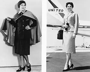 Stewardesses Modeling Uniforms Different Decades
