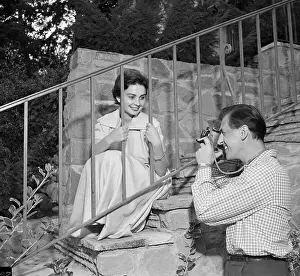 Stewart Granger Takes Picture of Wife Jean Simmons