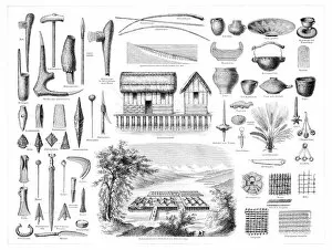 Images Dated 28th June 2015: Stilt Houses engraving 1896