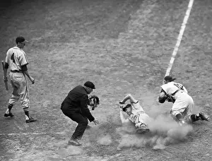 St.Louis Cardinals Al Schoendienst Sliding into Home