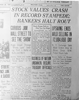 Stock Crash Reported In Newspaper