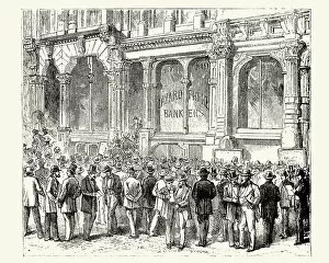 Images Dated 2nd April 2017: Stock gambling outside a bank in San Francisco, 19th Century