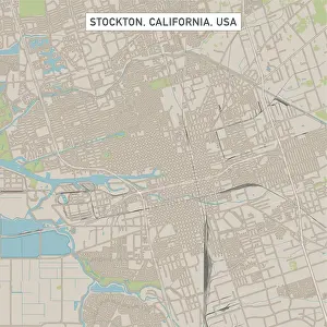 Stockton Prints: Stockton California US City Street Map