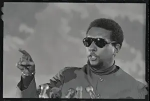 Stokely Carmichael Speaking at Microphones