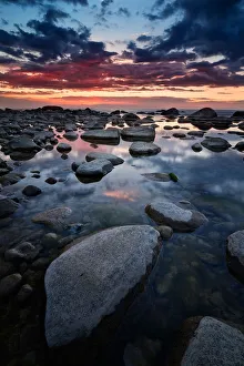 Images Dated 21st August 2010: Stone beach at sunset