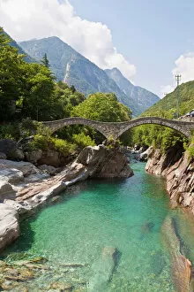 Images Dated 2nd August 2011: Stone bridge, Ponte dei Salti, Lavertezzo, Verzasca River, Valle Verzasca Valley, Ticino