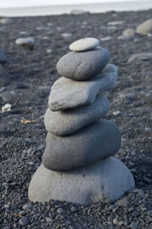 Images Dated 14th August 2015: Stone cairn at Djupalonssandur Beach, Snaefellsjokull National Park
