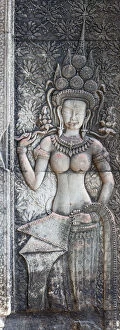 Images Dated 25th February 2016: Stone Carving of Apsara in Angkor Wat