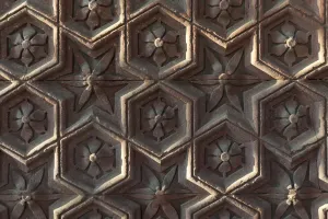 Embellishment Prints: Stone carvings, Qutb Minar minaret, UNESCO World Cultural Heritage, New Delhi, India, Asia