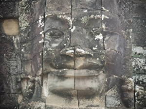 Angkor, South-East Asia Gallery: Stone Craft of Smile face at Bayon temple, the Temple of a Thousand Faces at Angkor in siem reap
