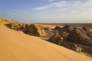 Fell Prints: Stone desert, Tassili Maridet, Libyan Desert, Libya, Sahara, North Africa, Africa
