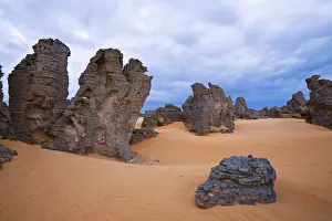 Fell Prints: Stone desert, Tassili Maridet, Libyan Desert, Libya, Sahara, North Africa, Africa